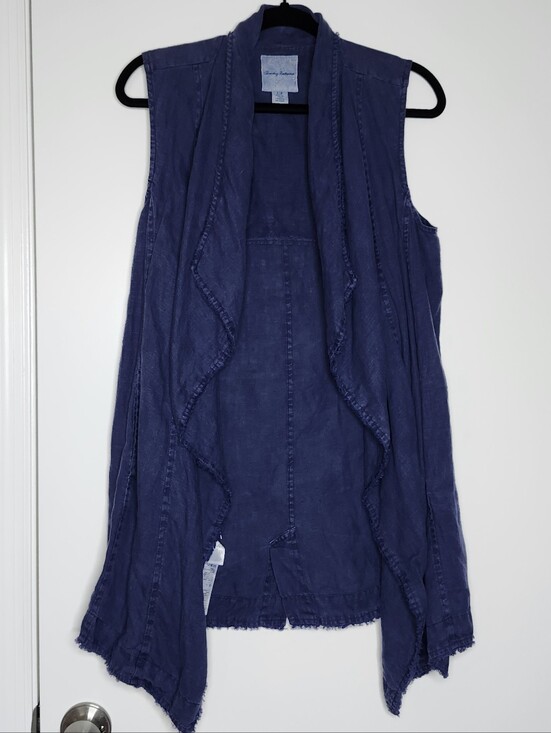 Tommy Bahama Jackets & Blazers - Tommy Bahama Linen Sleeveless Open Front Vest Small Blue Boho Coastal Lagenlook